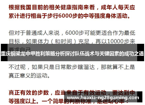 重庆铜梁龙中甲胜利策略分析探讨队伍战术与关键因素的成功之道