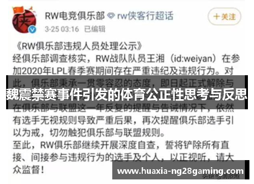 魏震禁赛事件引发的体育公正性思考与反思
